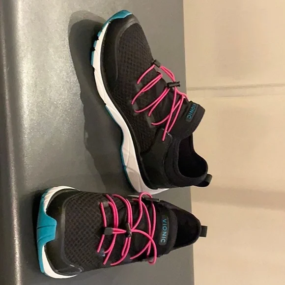 Vionic Black Sneakers with Pink and Blue Accents - Picture 1 of 5